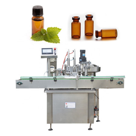makine automatike për etiketimin e shisheve shishe qelqi vaji esencial që mbush mbushjen dhe makinën e etiketimit